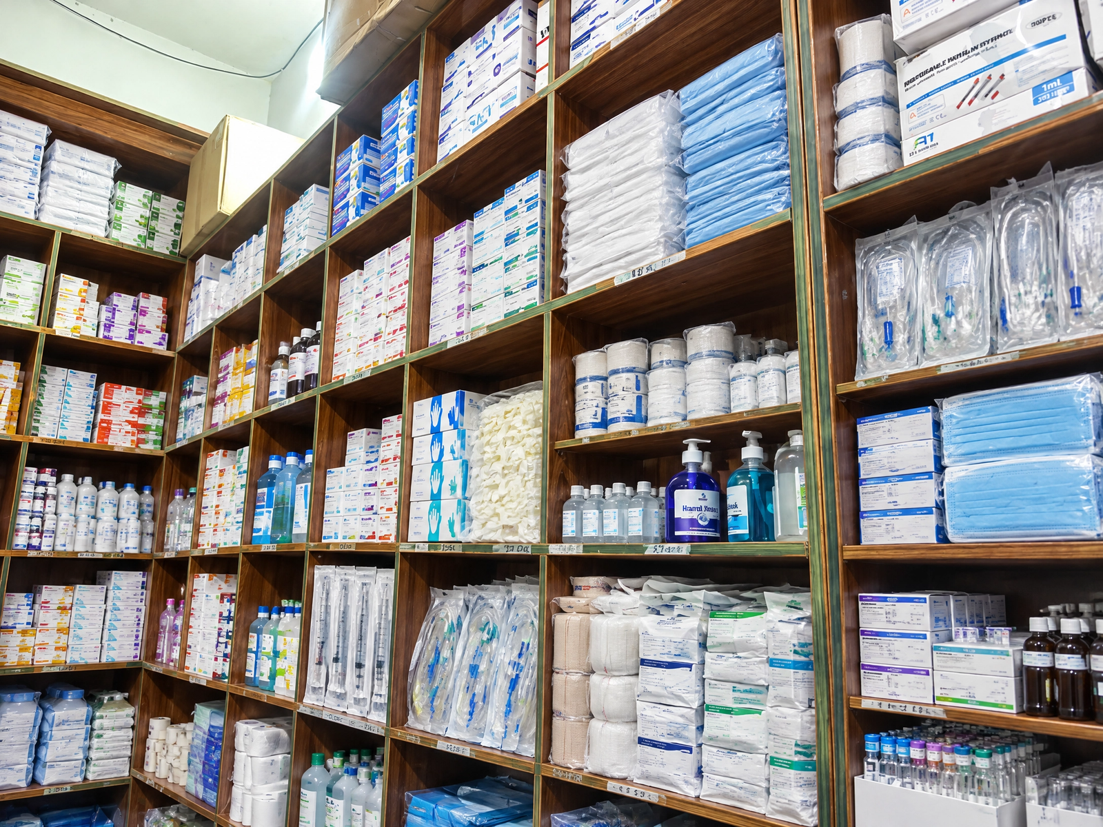 Fully stocked Humsay surgical and pharmacy racks
